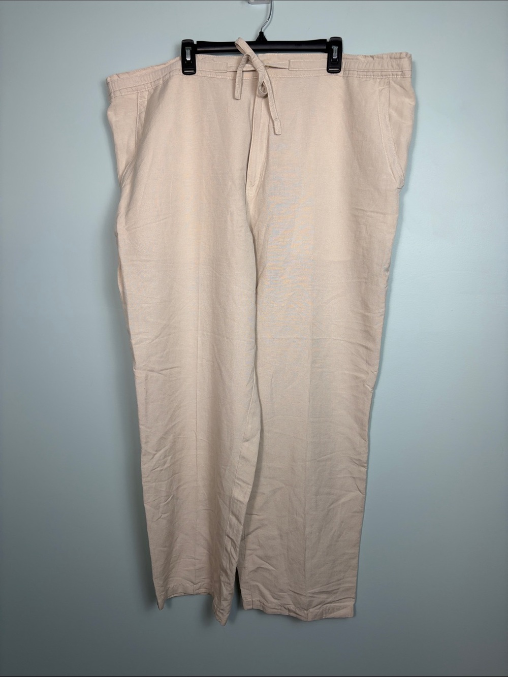 Cubavera Cream Linen Blend Men’s 3XBx32 Pants Lightweight Drawstring Flat Front